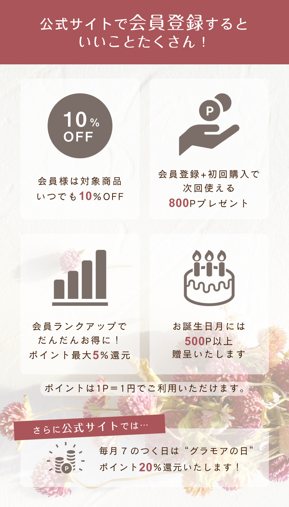 glamore（グラモア） 公式サイトは特典がいっぱい