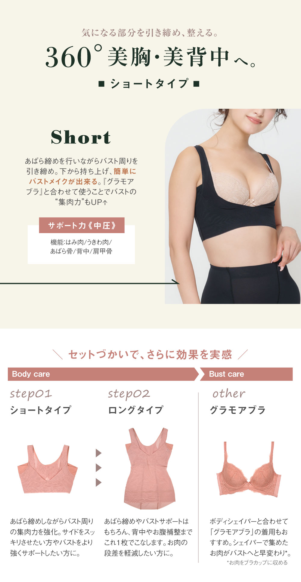 glamore（グラモア）Makuakeで大好評だったととのうシリーズの新作ととのうシェイパー！育乳しながら姿勢サポート。さらにあばら締めで女性らしいくびれをつくり理想の体型を目指します。