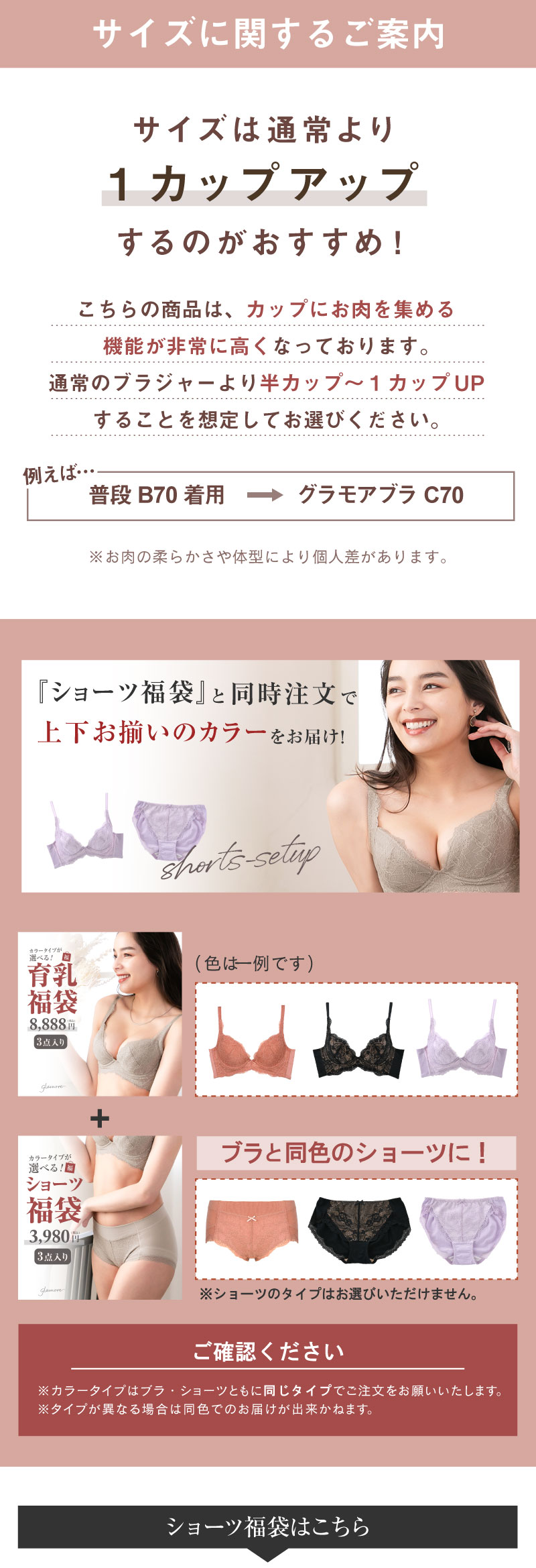グラモアブラ3点セット 福袋 育乳ブラ